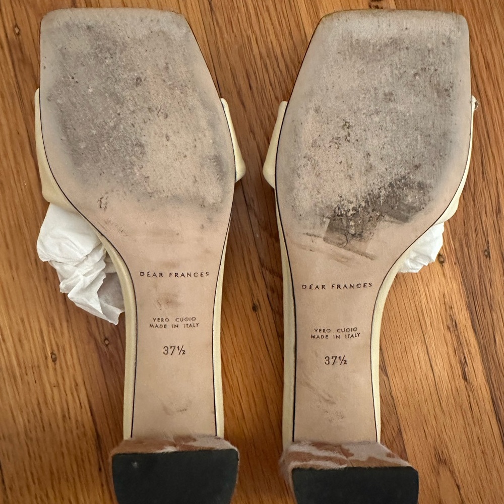 Dear Frances Cream Square-Toe Slide Heels with Wrapped Block Heel - Picture 5 of 5